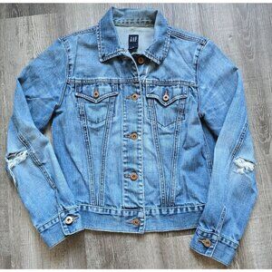 Gap Jean Jacket Womens Size Small Denim Distressed Western Rock Hippie Country